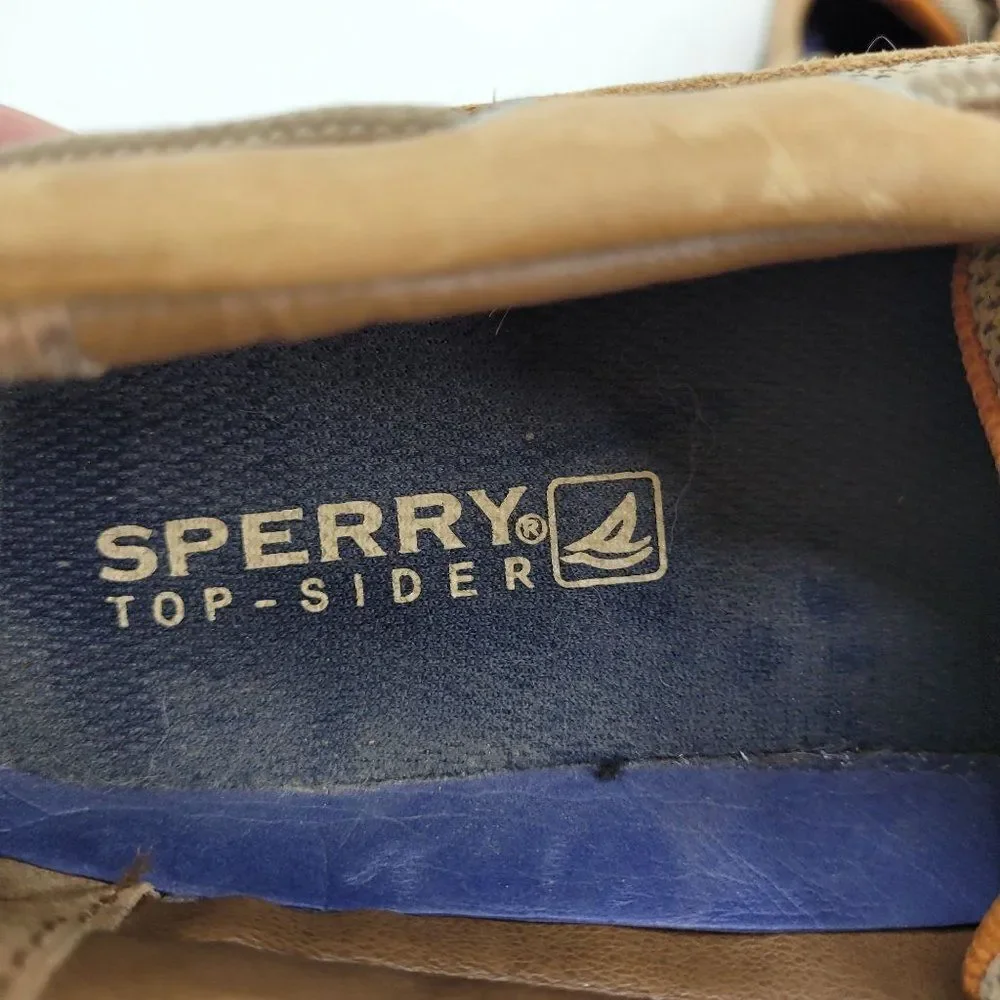 Sperry Top Sider Boat Shoes 12 Tan Leather 0777924‎ Slip On Nautical Yacht Club